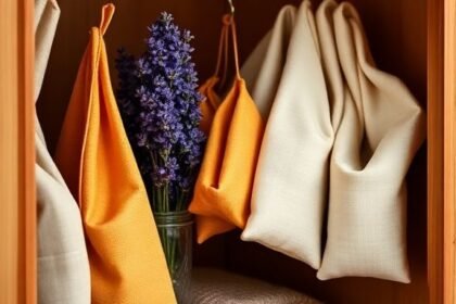 Φυσικά αρωματικά σακουλάκια μέσα σε μια ντουλάπα, προσφέροντας φρεσκάδα και ευχάριστη μυρωδιά.