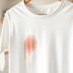 Ένα καθαρό λευκό ρούχο με λεκέ από μελάνι που υποβάλλεται σε θεραπεία με γάλα και ξίδι.