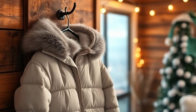 Πουπουλένιο μπουφάν σε ζεστό εσωτερικό χώρο.