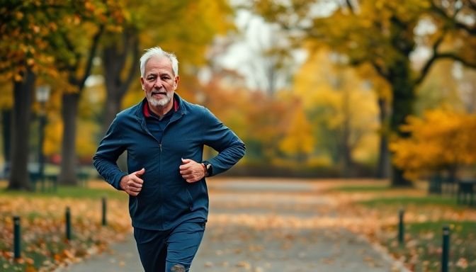 Οι 10 κανόνες του καρδιολόγου για να μην πάθετε έμφραγμα πριν τα 60 2 Μεσαίας ηλικίας άτομο τρέχει σε πάρκο το φθινόπωρο