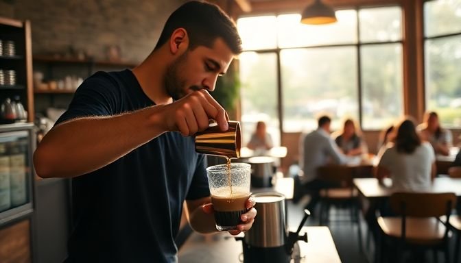 Ποια ώρα κατανάλωσης καφέ συνδέεται με μακροζωία και λιγότερους καρδιολογικούς κινδύνους; 2 Μπαρίστα σε καφέ που σερβίρει καφέ