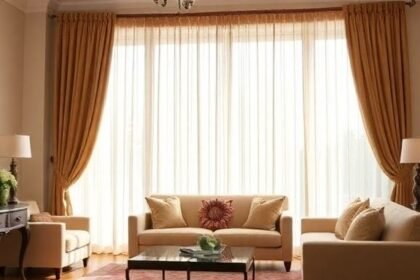 Διακοσμητικός χώρος με κομψές κουρτίνες που προσθέτουν στυλ και άνεση.