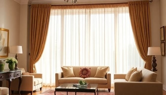 Διακοσμητικός χώρος με κομψές κουρτίνες που προσθέτουν στυλ και άνεση.