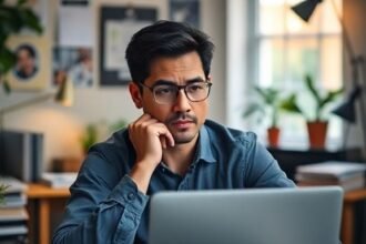 Απεικόνιση εργασιομανίας με έναν ατομικό χώρο εργασίας και στοιχεία χαλάρωσης.