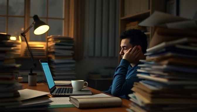 Είσαι εργασιομανής; Τα σημάδια που δεν πρέπει να αγνοήσεις 2 Ένας άνθρωπος που εργάζεται αργά τη νύχτα