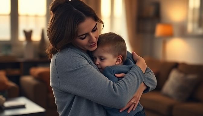 Φωτογραφία μητέρας που αγκαλιάζει το παιδί της
