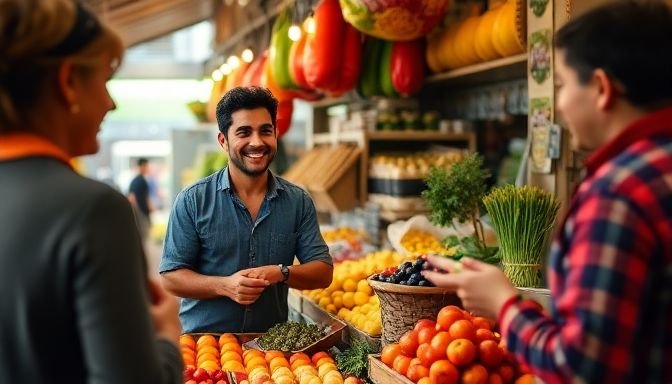 Τα 10 μυστικά για να δείχνεις (και να νιώθεις) χρόνια νεότερη 3 Ένας πωλητής σε μια αγορά γεμάτη φρέσκα φρούτα και λαχανικά