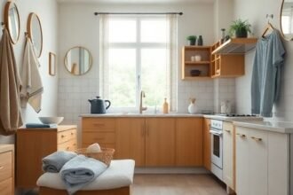 Φωτογραφία ενός καθαρού και οργανωμένου εσωτερικού χώρου σπιτιού, που δείχνει αντικείμενα που δεν χρειάζεται να καθαρίζονται συχνά.