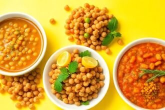 Υγιεινές πιατέλες με φακές και ρεβίθια, δηλαδή φακές σούπα και ρεβιθοσαλάτα, που προάγουν την υγεία της καρδιάς και των νεφρών.