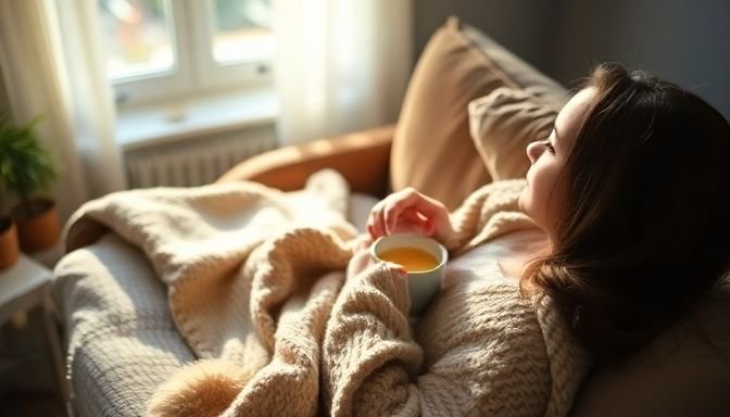 Άτομο που ξεκουράζεται με τσάι