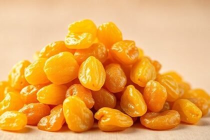 Μια εικόνα από σταφίδες που αναδεικνύει την φυσική τους γλύκα και υφή, συμβολίζοντας τα οφέλη τους για την υγεία.