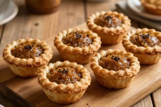 Αρμένικες ταχινόπιτες σε ξύλινο τραπέζι