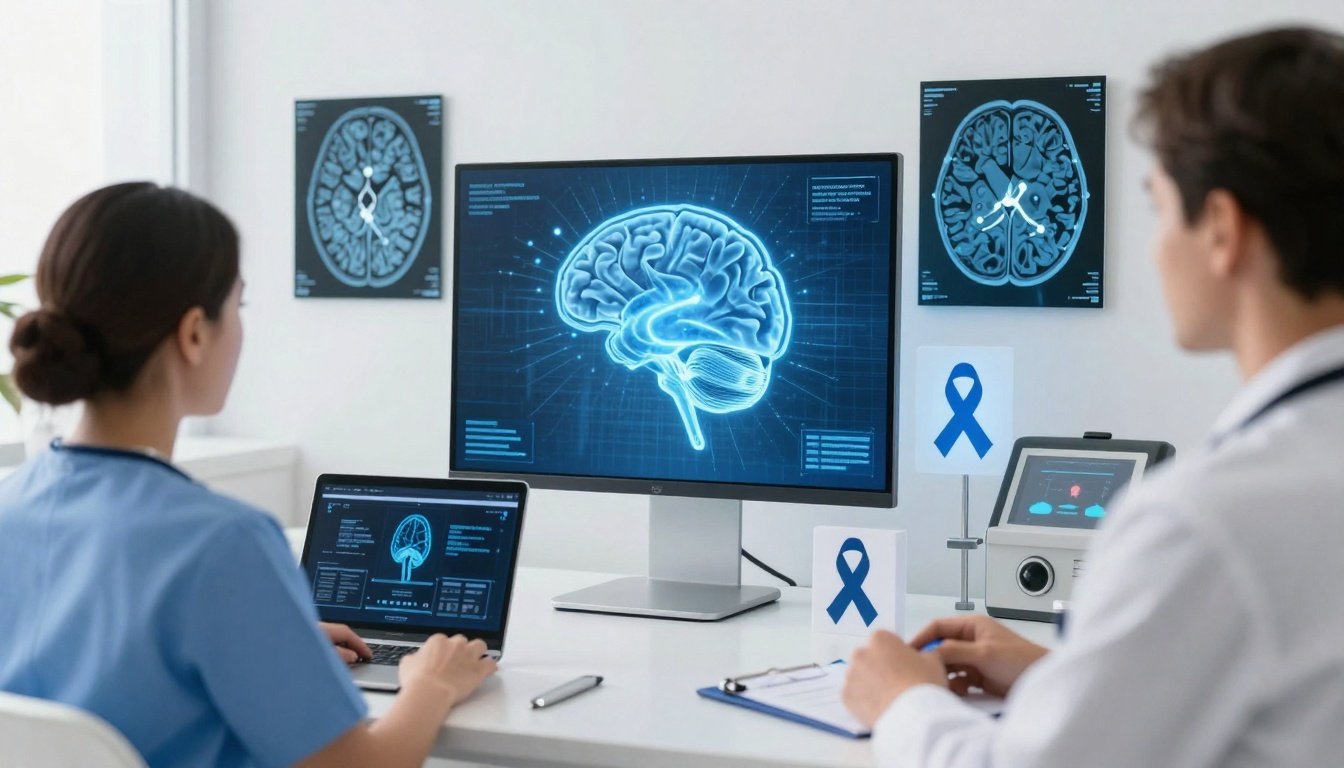 Εικόνα που απεικονίζει την τεχνολογία της τεχνητής νοημοσύνης στην υγειονομική φροντίδα και την ανίχνευση της νόσου Alzheimer.
