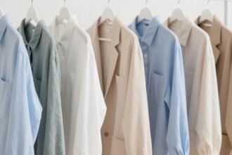 Φρέσκα ρούχα κρεμασμένα σε μια τακτοποιημένη γωνία, ατσαλάκωτα και καθαρά.