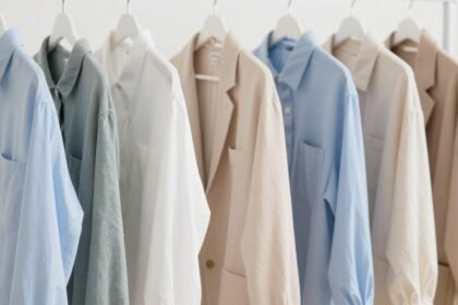 Φρέσκα ρούχα κρεμασμένα σε μια τακτοποιημένη γωνία, ατσαλάκωτα και καθαρά.