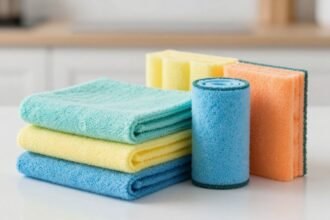 Καθαρά πανιά καθαρισμού σε κουζίνα