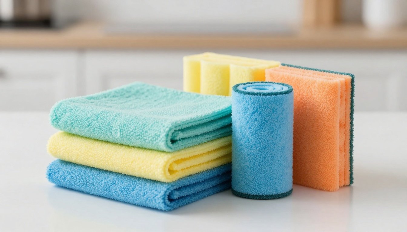 Καθαρά πανιά καθαρισμού σε κουζίνα