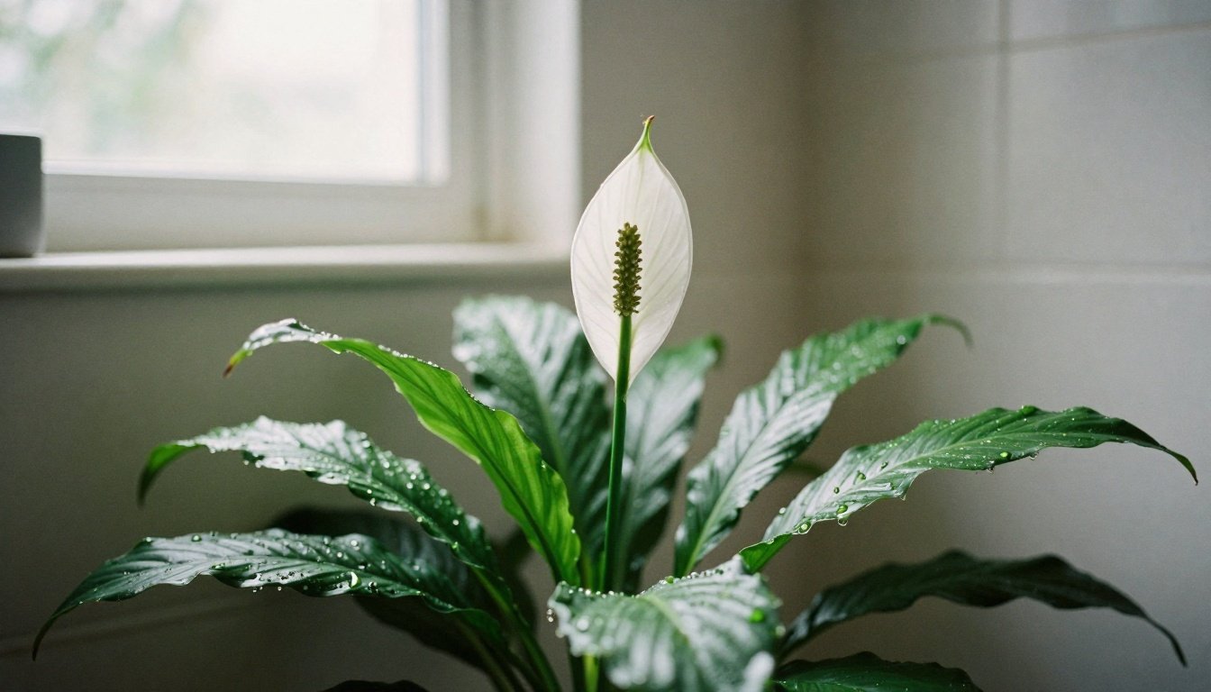 Πώς ένα μόνο φυτό μπορεί να κρατήσει τη μούχλα μακριά από το μπάνιο σου 2 Peace lily in a bright bathroom
