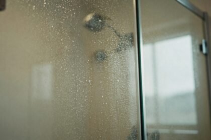 Λαμπερή γυάλινη πόρτα ντουζιέρας