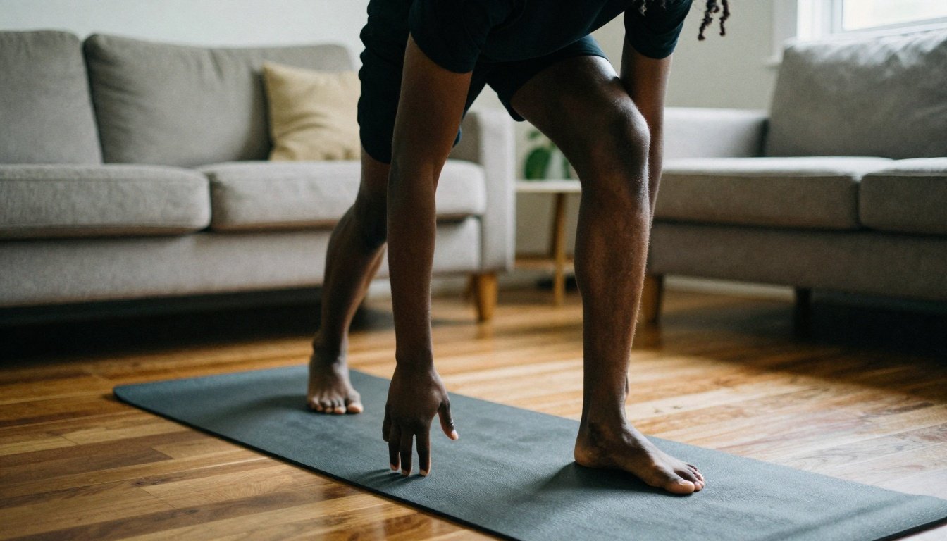 Άτομο που κάνει γυμναστική στο σπίτι