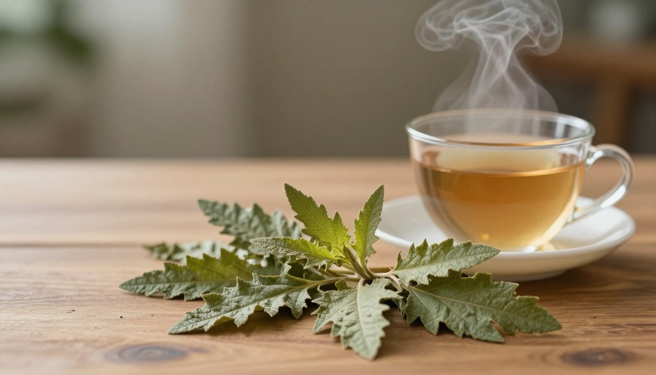 Δried lemon balm leaves and herbal tea
