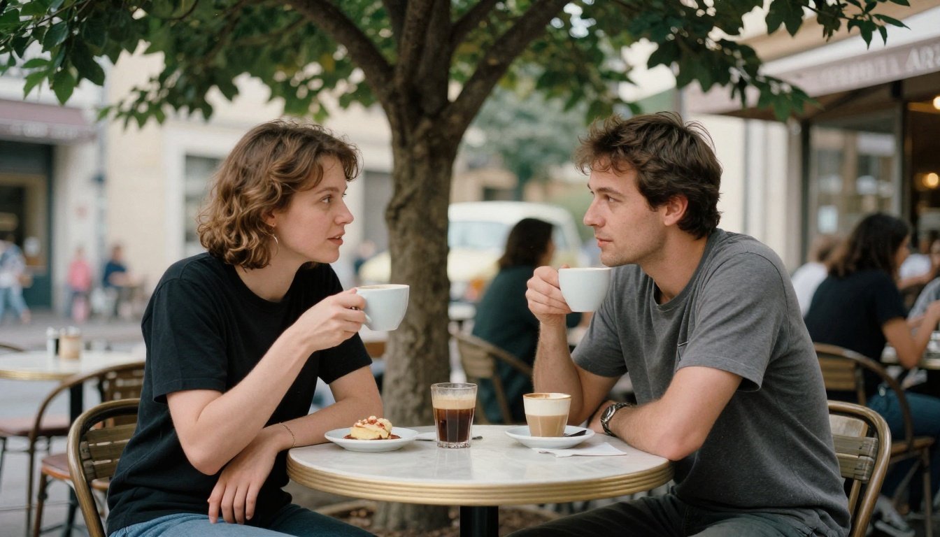 Με ποια τρία ζώδια είναι πιο πιθανό να κάνεις σχέση φέτος 2 Ζευγάρι σε καφετέρια που συζητάει κάτω από δέντρο