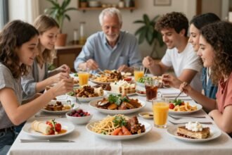 Υγιεινά γεύματα σε ένα τραπέζι, εστιάζοντας στη σημασία του μεγέθους και της ποιότητας των γευμάτων.
