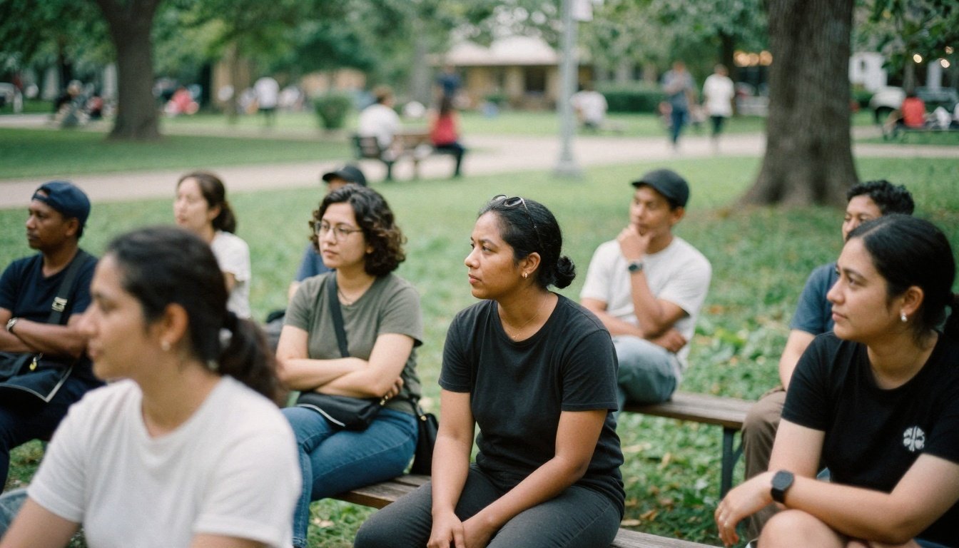 Διαφορετικοί άνθρωποι σε πάρκο