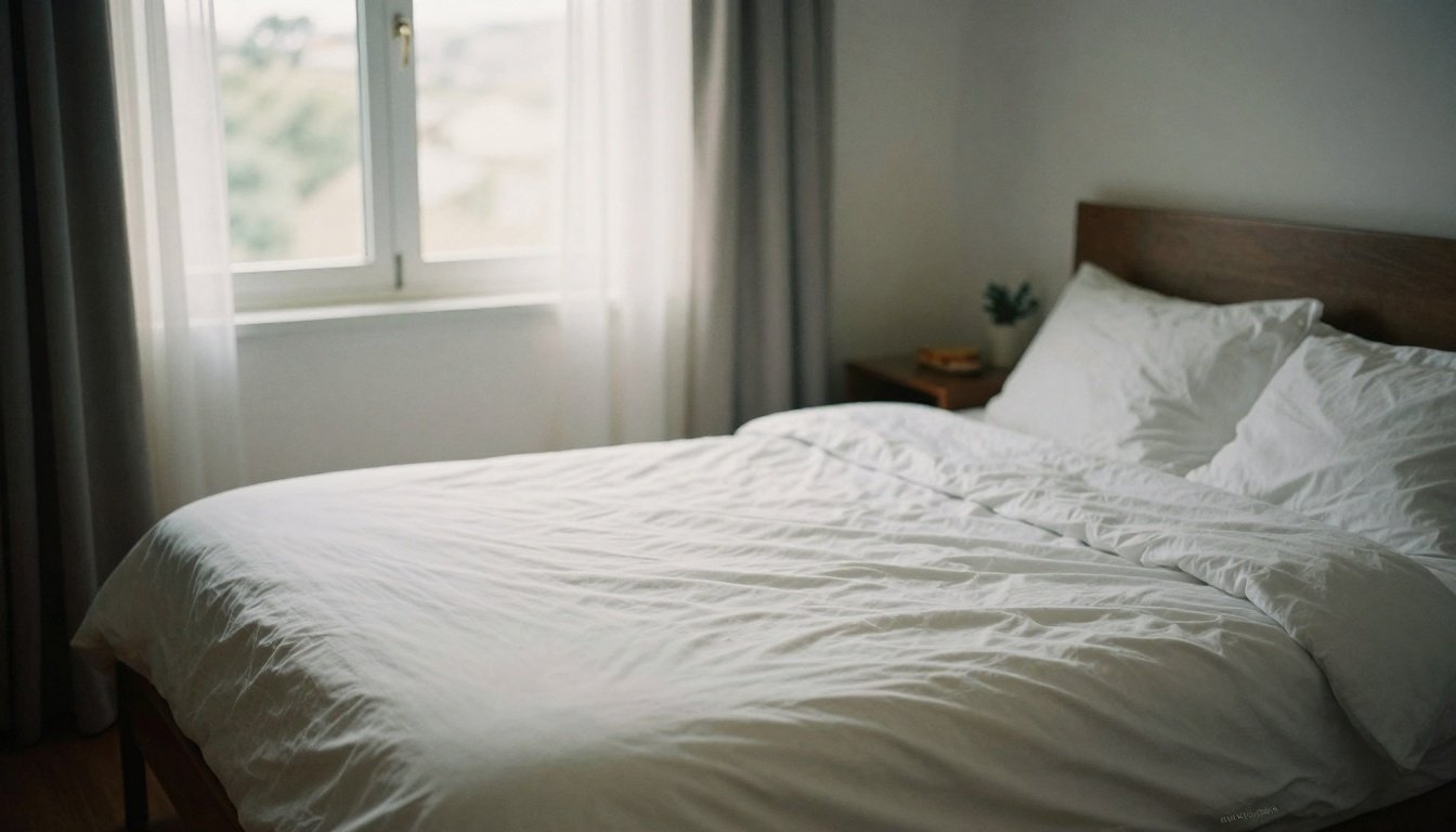 Κρεβάτι σε τακτοποιημένο υπνοδωμάτιο