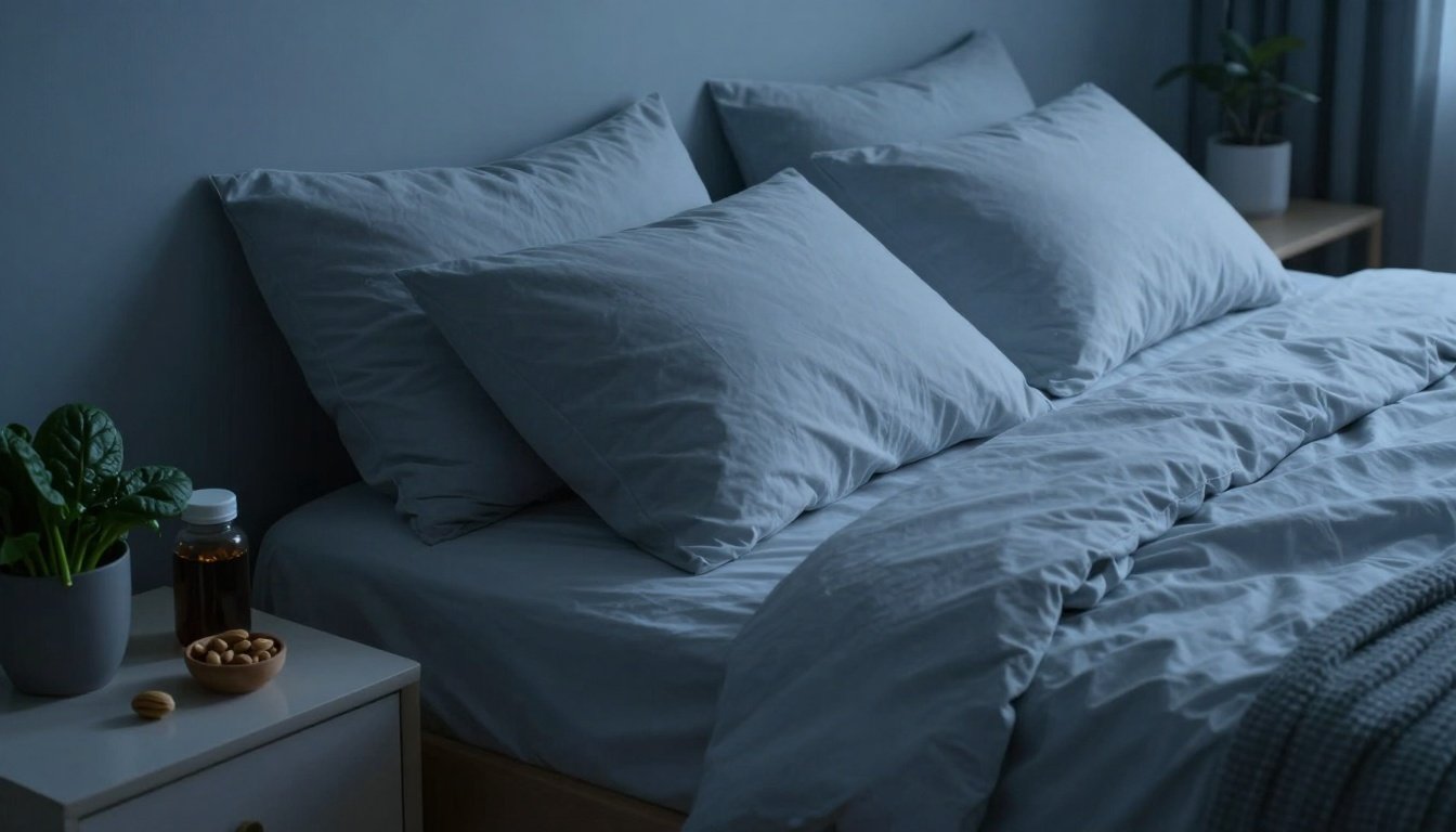 Ηρεμία και γαλήνη σε μια κρεβατοκάμαρα με έμφαση στη διατροφή πλούσια σε μαγνήσιο.