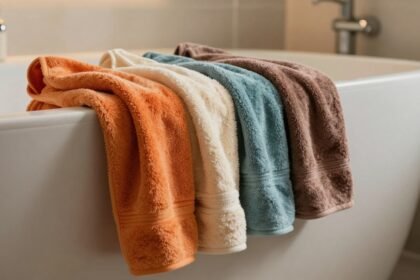 Κάποιες απαλές και φρέσκες πετσέτες σε minimal περιβάλλον.