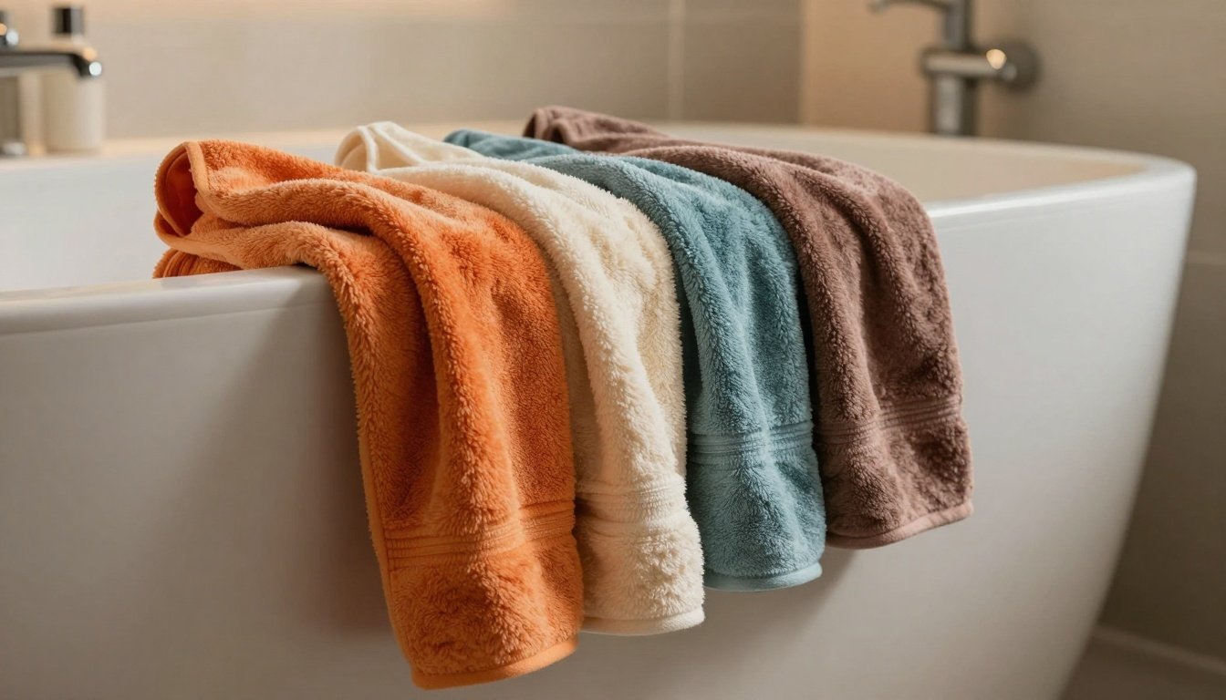 Κάποιες απαλές και φρέσκες πετσέτες σε minimal περιβάλλον.