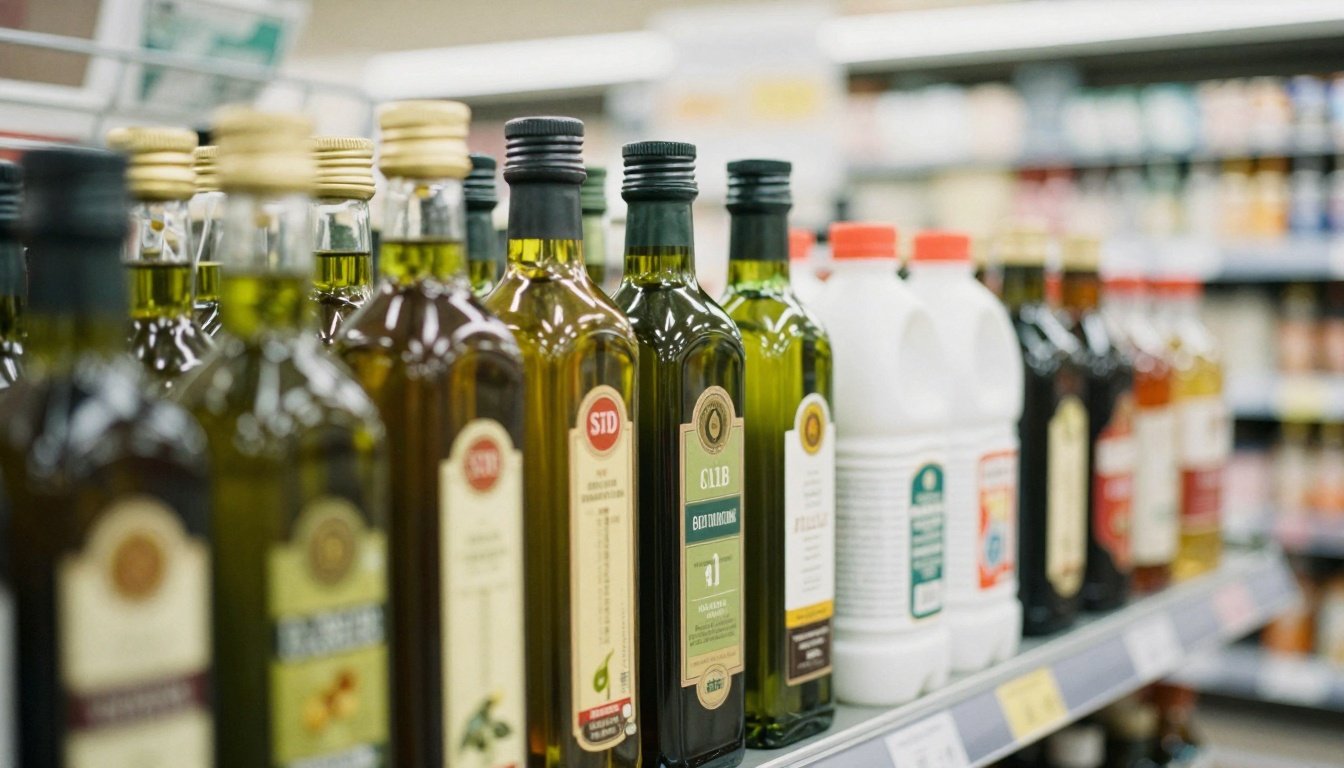 Ελαιόλαδο σε ράφι σούπερ μάρκετ