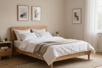 Οργανωμένο υπνοδωμάτιο με δημιουργική αποθήκευση