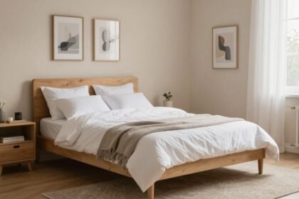 Οργανωμένο υπνοδωμάτιο με δημιουργική αποθήκευση