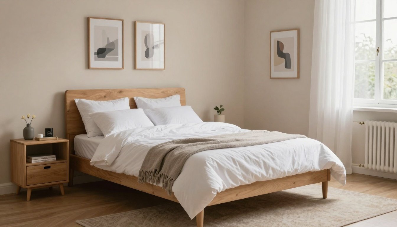 Οργανωμένο υπνοδωμάτιο με δημιουργική αποθήκευση