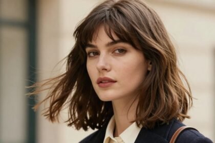 Γυναίκα με φράντζα Birkin σε κομψό περιβάλλον