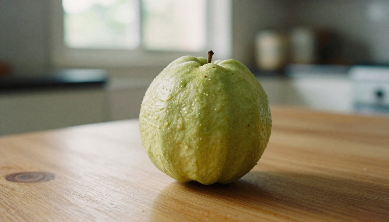 Το εξωτικό φρούτο που χαλαρώνει το σώμα και βελτιώνει τον ύπνο σου 2 Μια ώριμη γκουάβα σε ξύλινο τραπέζι