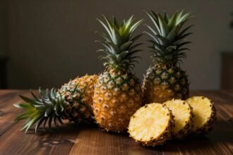 Φρέσκα φρούτα, κυρίως ανανάς, σε ελκυστική διάταξη