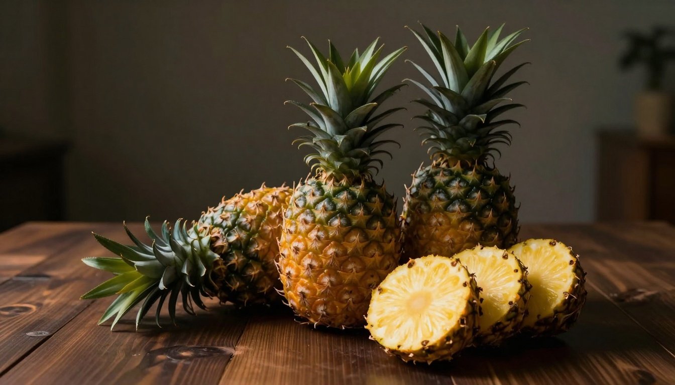 Φρέσκα φρούτα, κυρίως ανανάς, σε ελκυστική διάταξη