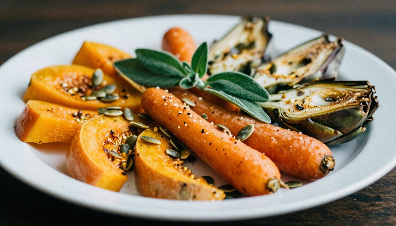 Πιάτο με ψητά λαχανικά και φασκόμηλο