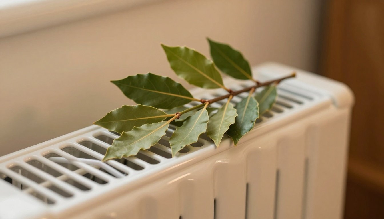 Φύλλα δάφνης τοποθετημένα πάνω στο καλοριφέρ, δημιουργώντας μια ζεστή ατμόσφαιρα στο σπίτι.