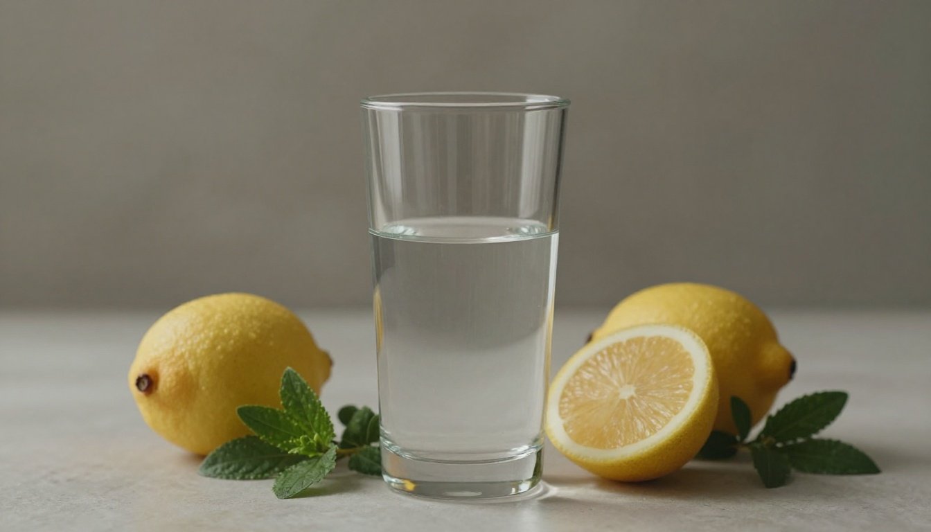 Σειρά από υγιεινές επιλογές και ένα άδειο ποτήρι σε φυσικό περιβάλλον