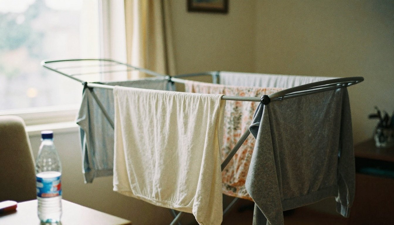 Το κόλπο με το μπουκάλι που κάνουν οι Ολλανδοί για να στεγνώνουν ρούχα το χειμώνα 2 Σαλονάκι με απλωμένα ρούχα και μπουκάλι ζεστού νερού