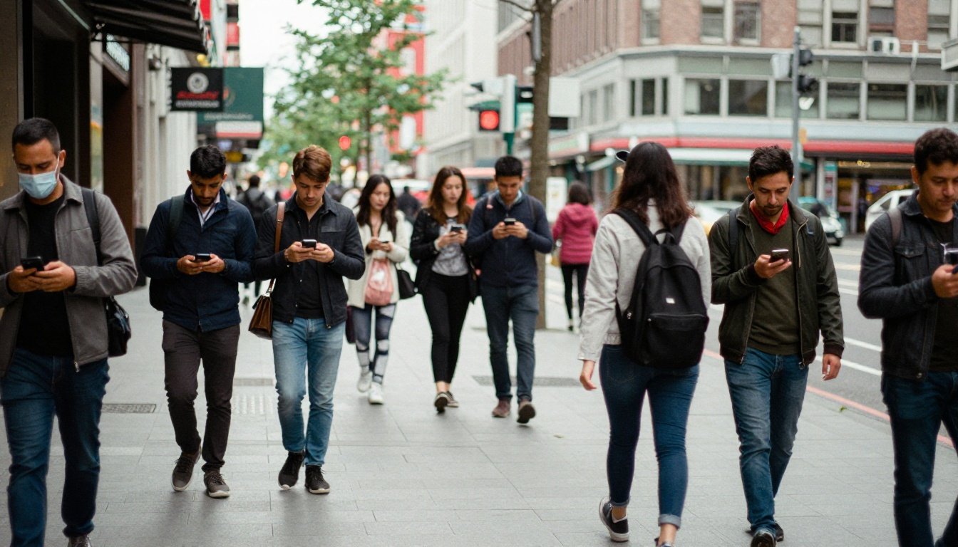 Οι περαστικοί σε μια πολυσύχναστη αστική περιοχή.