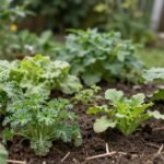 Εικόνα με λαχανικά και βότανα που φυτεύονται στον κήπο τον Φεβρουάριο.