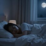 Σκηνή με μια ήσυχη κρεβατοκάμαρα που εκπέμπει γαλήνη και ηρεμία, ιδανική για ύπνο.