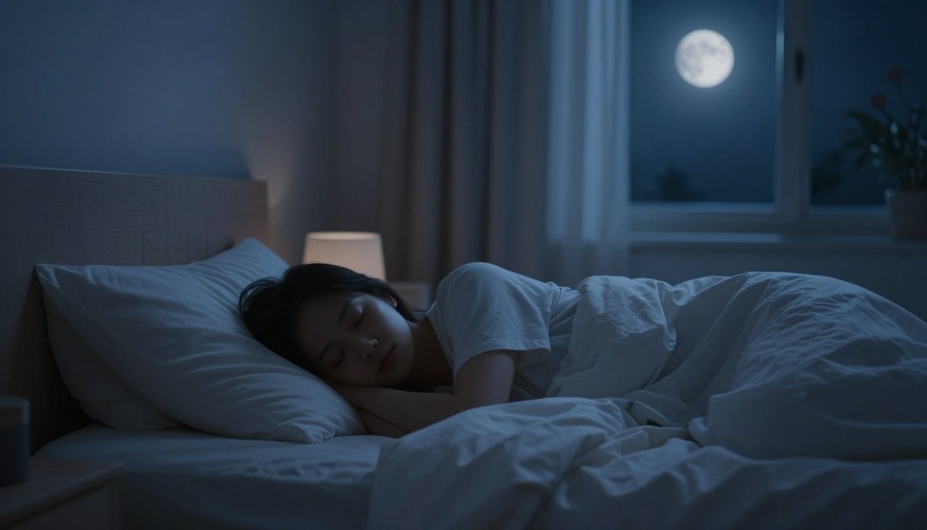 Σκηνή με μια ήσυχη κρεβατοκάμαρα που εκπέμπει γαλήνη και ηρεμία, ιδανική για ύπνο.