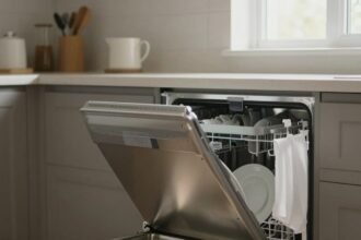 Καθαρό πλυντήριο πιάτων σε σύγχρονη κουζίνα