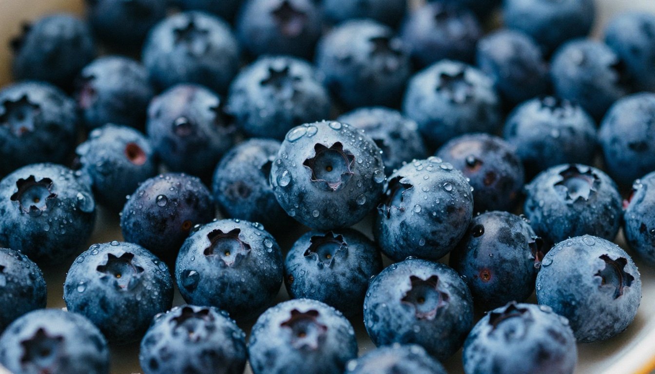 Κοντινή φωτογραφία φρέσκων μύρτιλων σε έναν κήπο